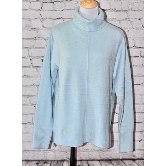 CASLON Mock Neck Pullover Long Sleeve Turtleneck Sweater Size M Baby Blue - Picture 4 of 7